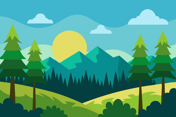 landscape with mountains and trees