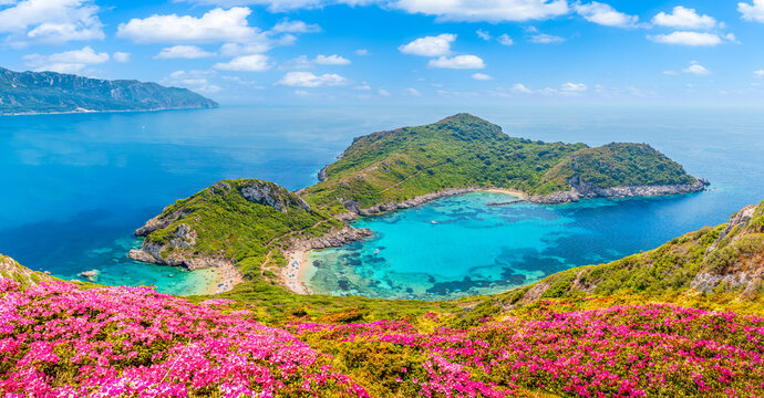 Blue lagoon of Porto Timoni beach, Corfu island, Greece