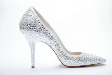 Elegant Silver Rhinestone High Heel Shoe