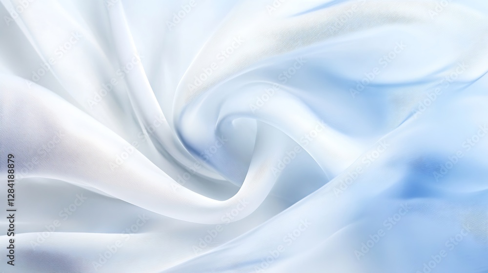 Poster soft flowing fabric in shades of blue and white creates a calming visual for decor : generative ai