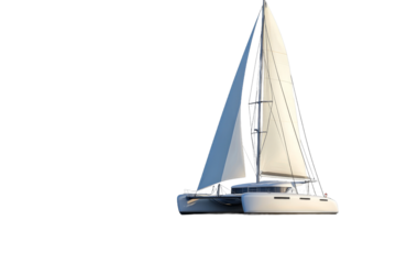 Catamaran sailing under clear skies in calm waters