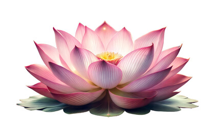 Detailed Pink Lotus Flower with Delicate Petals and Glowing Appearance on Transparent Background