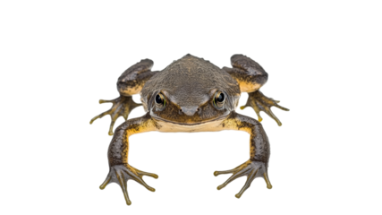Frog poses on white background for detailed view
