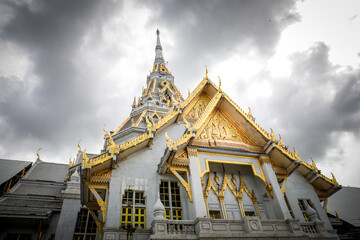 Chachoengsao, Thailand - August 28, 2024: Wat Sothon Wararam Worawihan is the place where "Luang Pho Phutthasothon" is enshrined, a symbol of the city, located on the banks of the Bang Pakong River.