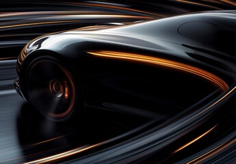  Futuristic Black and Gold Car with a Sleek Aerodynamic Design