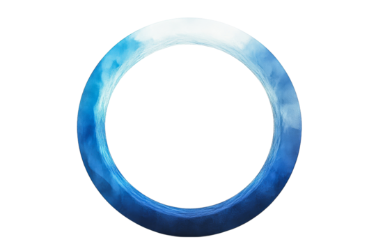 Circular design with blue watercolor effect