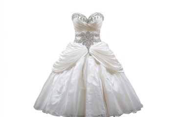 Elegant Beaded White Wedding Gown Awaits Bride