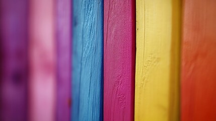 Vibrant Multi Colored Vertical Wooden Planks Creating a Bright and Cheerful Atmosphere : Generative AI
