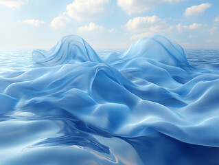 Obraz premium Gentle blue waves reflecting a clear sky in daylight