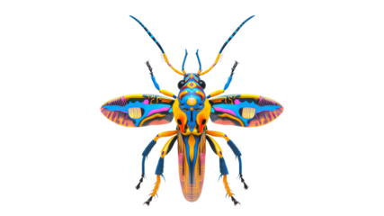 Colorful insect with vibrant patterns on display