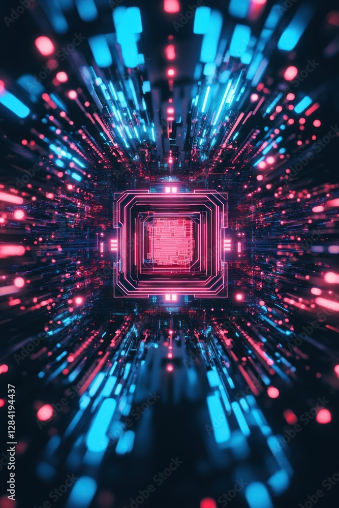 Wall mural abstract digital data stream tunnel