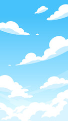 かわいいシンプルな雲が浮かぶ空の背景イラスト_16:9_縦