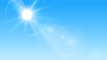 空に太陽の日差しの光の背景イラスト_16:9