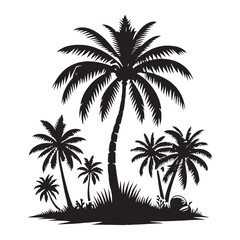 Abstract Coconut Tree Silhouette - Simplified Coconut Artwork - Coconut Tree Vector - Coconut Illustration - Coconut Outline - Coconut Icon
