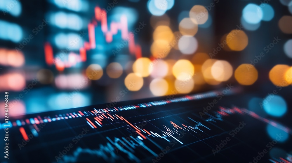 Aufkleber dynamic stock market graph illustrating fluctuating financial trends with vibrant colors : generativ