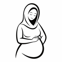Graceful Maternity: Elegant Black-and-White Pregnancy Sketch