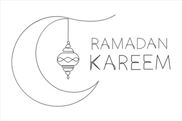 Islamic decoration design Ramadan Kareem continuous one line art drawing and Eid Mubarak vector