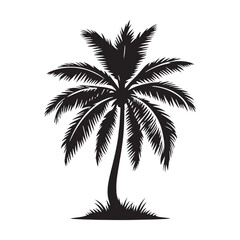 Obraz premium Coconut Tree Silhouette - High-Resolution Coconut Graphic - Coconut Tree Illustration - Island Tree Vector - Coconut Outline - Coconut Icon 