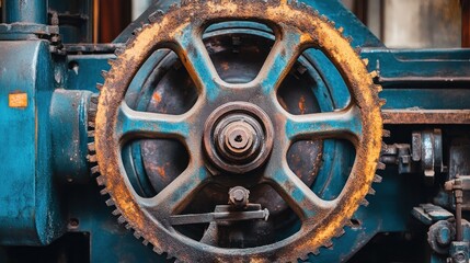 Obraz premium Rusty Gearwheel: A Relic of Industrial Past