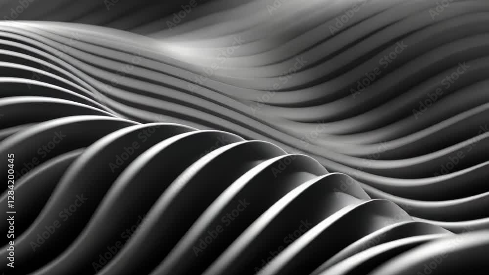 Poster waves of smooth black lines create mesmerizing abstract landscape full of depth