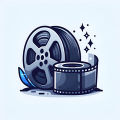 Fototapeta premium Film roll vector clean simple,generative.ai 