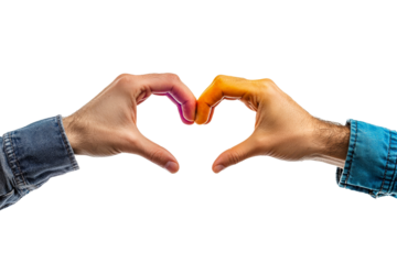 Creative hands forming a heart shape with colors