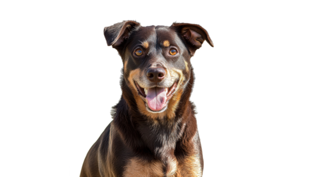 Happy dog with a joyful expression in sunlight