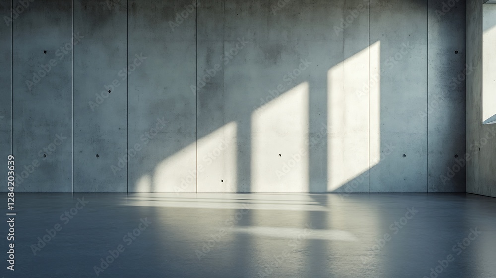 Aufkleber industrial concrete wall casting geometric shadows in an empty room with soft natural light : genera