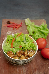 rice bowl menu with fresh vegetable toppings