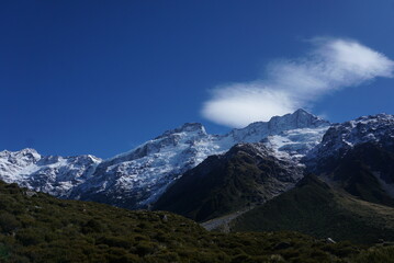 Iced Capped Peak Mount Cook Hooker Valley Trail