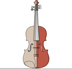 Fototapeta premium A detailed illustration of a classic violin in elegant flat design showcasing warm hues and intricate features in vector art