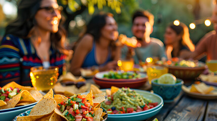 group of people eat tortilla chip