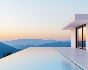 Fototapeta premium Minimalist luxury mansion with glass walls and infinityedge pool, Residential Real Estate Luxury Properties Housing Demand, architectural brilliance