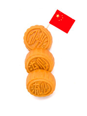 Chinese mooncakes with Chinese flag