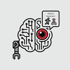 vector Artificial Intelligence model Robot  with ai info-graph design help in business
