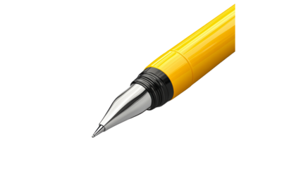 Bright yellow pen close up showing detailed design