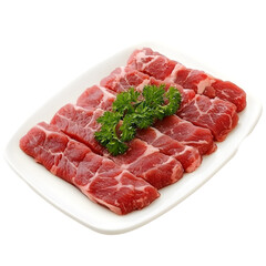 Fototapeta premium Fresh Raw Beef Slices Marinated Steak Gourmet Meat BBQ Ready Grilling Cooking Food P