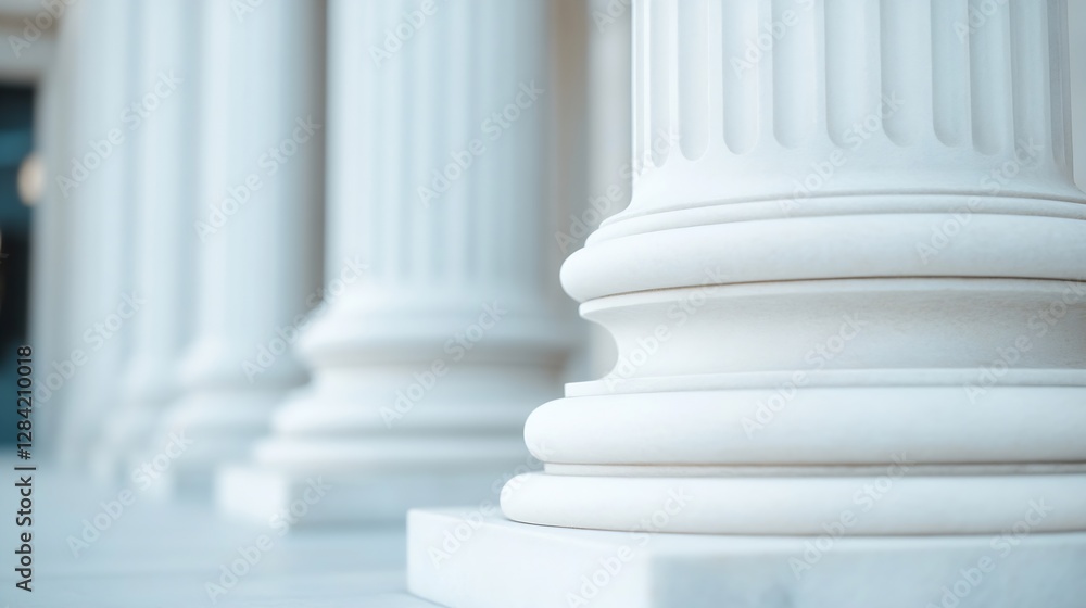 Poster closeup view of classic white columns with intricate details showcasing architectural beauty and str