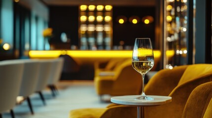 Moderate drinking at a luxurious hotel lounge with velvet seating. Featuring comfort and elegance