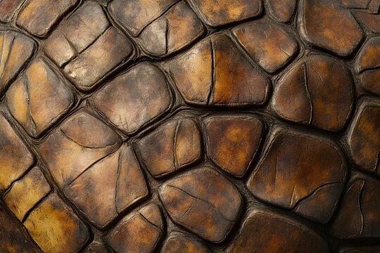 Detailed Armadillo Shell Texture with Intricate Segmented Armored Plates and Earthy Brown Hues