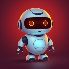 Cute Mini AI Robot with Expressive Digital Eyes and Gentle Smile, Flat Design, Generative AI.