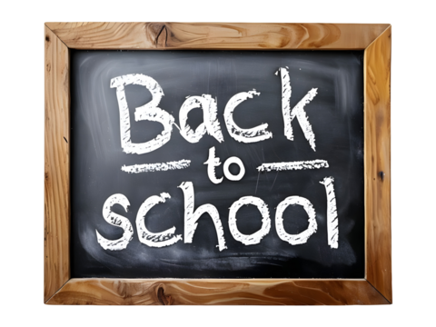 Chalkboard Framed In Wood With Back To School on a Transparent Background