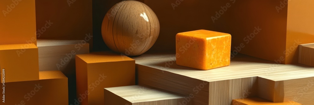 Leinwandbilder floating cheddar cheese cube in an empty space showcasing minimalism and elegant simplicity