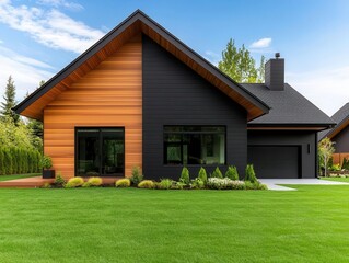 Detached house surrounded by native landscaping for water conservation, Real Estate  Single Detached House  Energy Efficiency, ecoconscious outdoor design
