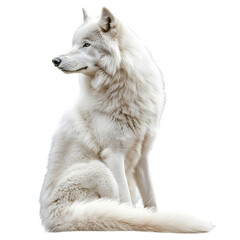Obraz premium Majestic Arctic Wolf Sitting White Fur Wildlife Canine Predator Animal Portrait