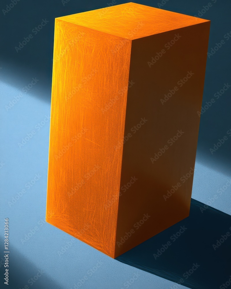 Poster Floating Cheddar Cheese Cube in Minimalist Space Creates an Elegant Shadow Play