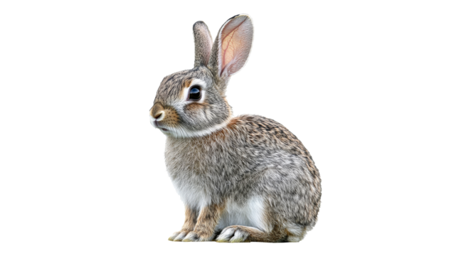 Cute rabbit resting on a white background