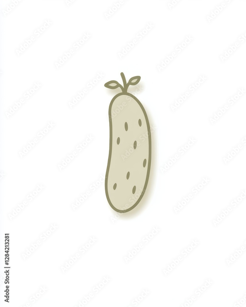 Poster Elegant Line Drawing of a Cucumber Showcasing Simplicity in Minimalistic Art Style