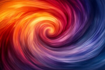 Abstract swirling vortex of vibrant colors; fiery red and cool blue hues; dynamic background