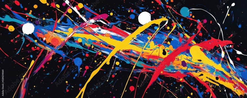 Poster vibrant abstract expressionism with bold colors and dynamic strokes